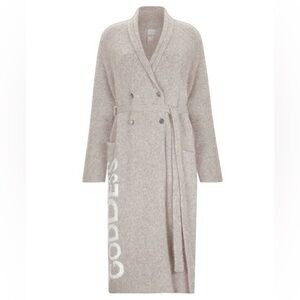 Luxury Nude Coat with Bold GODDESS Lettering